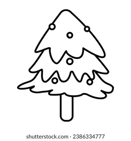Christmas Tree Outline bold Vector Icon which can be easily modified or Edited