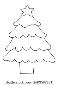 Christmas tree outline for color vector