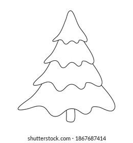 Christmas tree outline.  Contour of empty fir tree. Blank simple pine drawing design. December icon or symbol. Vector illustration isolated on white background.