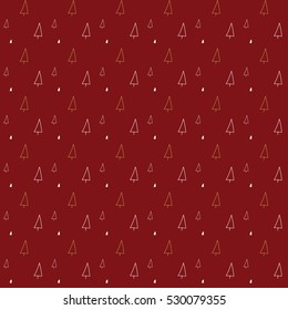 Christmas tree, outline drawing, pattern on red background for gift wrapping paper