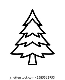 Christmas tree outline icon, isolated on white background. Vector illustration