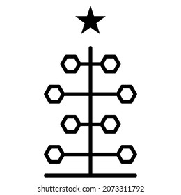 Christmas tree outline icon, vector simple line sign. Happy new year party design