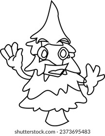 Christmas tree outline icon, vector simple design. Black symbol of fir-tree, isolated on white background.