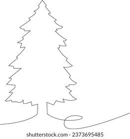 Christmas tree outline icon, vector simple design. Black symbol of fir-tree, isolated on white background.