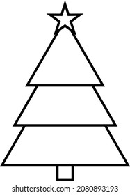 Christmas Tree Outline no Fill with Star on Top