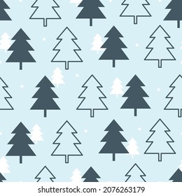 Christmas tree outline seamless pattern. Christmas backgrounds use for decorations, celebrations. vector illustration