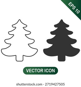Esquema del árbol de Navidad e iconos sólidos