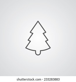Christmas Tree Outline Thin Symbol, Dark On White Background, Logo Editable, Creative Template 
