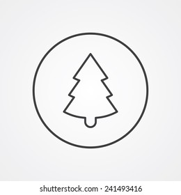 Christmas tree outline thin symbol, dark on white background, logo editable, creative template 