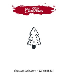 Christmas tree outline vector icon