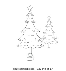 Christmas tree outline vector for kids coloring and activity