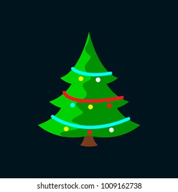 christmas tree over black background vector illustration