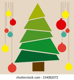 Christmas Tree Over Blue Background Vector Illustration