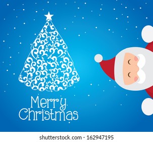christmas tree over blue background vector illustration