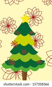 Christmas tree over cream background vector illustration