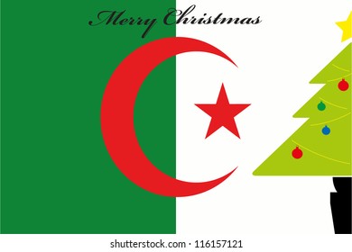 Christmas Tree over the flag of Algeria