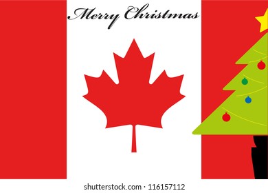 Christmas Tree over the flag of Canada