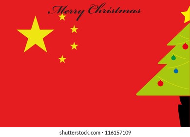 Christmas Tree over the flag of China
