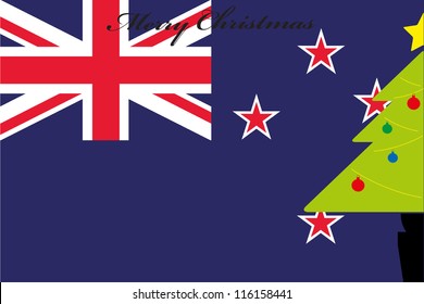 Christmas Tree over the flag of New Zealand