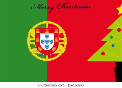 Christmas Tree over the flag of Portugal