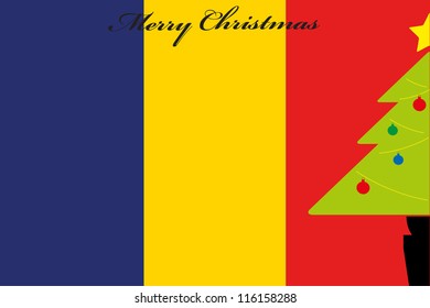 Christmas Tree over the flag of Romania