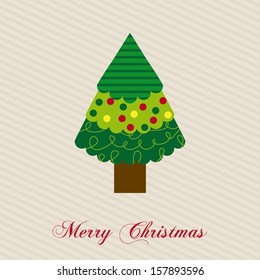 Christmas tree over lineal background vector illustration