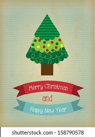 Christmas tree over pattern background vector illustration