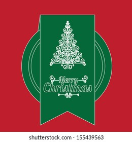Christmas tree over red background vector illustration