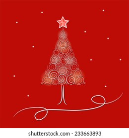 christmas tree  over red background