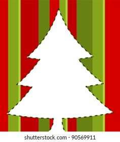 Christmas tree over striped background. Vector illustration