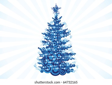 christmas tree over white