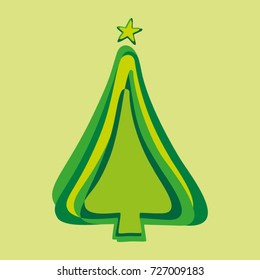Christmas tree - overlapped asymmetric layers of green color