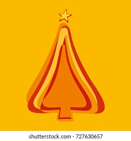 Christmas tree - overlapped asymmetric layers of yellow, orange and red colors