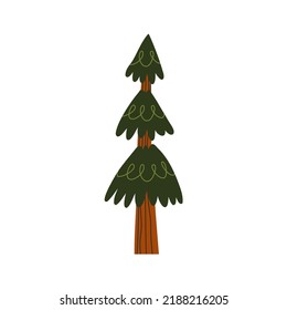 Árbol de Navidad pintado a mano. ilustración moderna de vector plano para el diseño.
