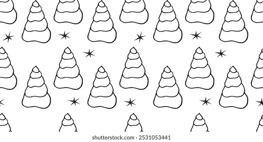 Christmas tree. a Christmas tree painted in the doodle style. seamless pattern with Christmas trees. a beautiful pattern for gift wrapping and packages. for printing textiles and paper. newYear's mood