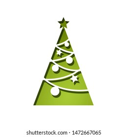 Christmas tree paper background. 3D Vector illustration