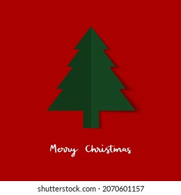 Christmas tree paper cut. Design banner. Greeting card.