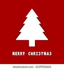 Christmas tree paper cut. Design banner. Greeting card.