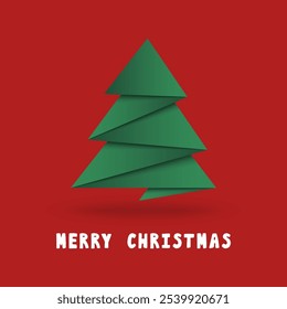 Corte de papel de árvore de Natal. Design - banner. Cartão comemorativo.