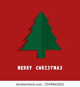 Árbol de Navidad cortado en papel. Anuncio de diseño. Tarjeta de felicitación.