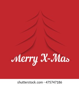 Christmas tree paper cut design greeting card vector illustration