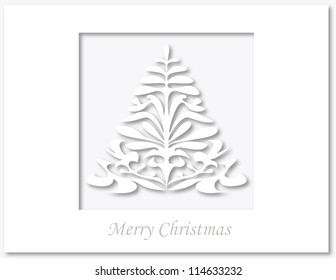 Christmas tree paper cutting design card vector. EPS10