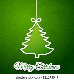 Christmas tree paper cutting design papercraft card.