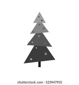 Christmas tree paper, origami. Gray on a white background. Vector illustration