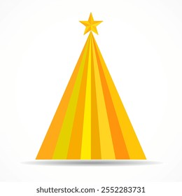 Christmas tree of paper with star isolated on white background. Merry Christmas and Happy New Year. Vector illustration