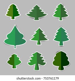 Christmas tree paper sticker with shadow