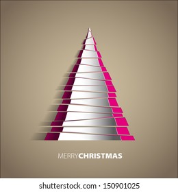 Christmas tree from paper - vector card background - Eps 10