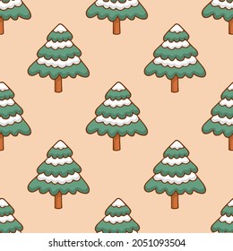 Christmas Tree Pattern Background. Social Media Post. Christmas Decoration Vector Illustration.