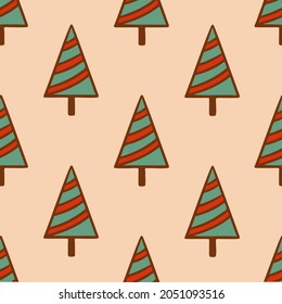 Christmas Tree Pattern Background. Social Media Post. Christmas Decoration Vector Illustration.