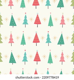 Christmas tree pattern background vector. Festive illustration. 